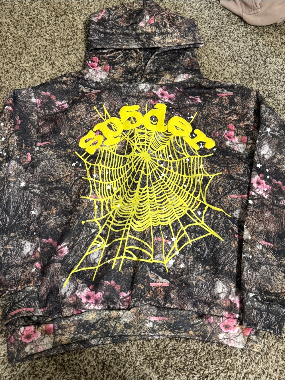 Sp5der Real Tree Hoodie - Yellow on Camo Floral